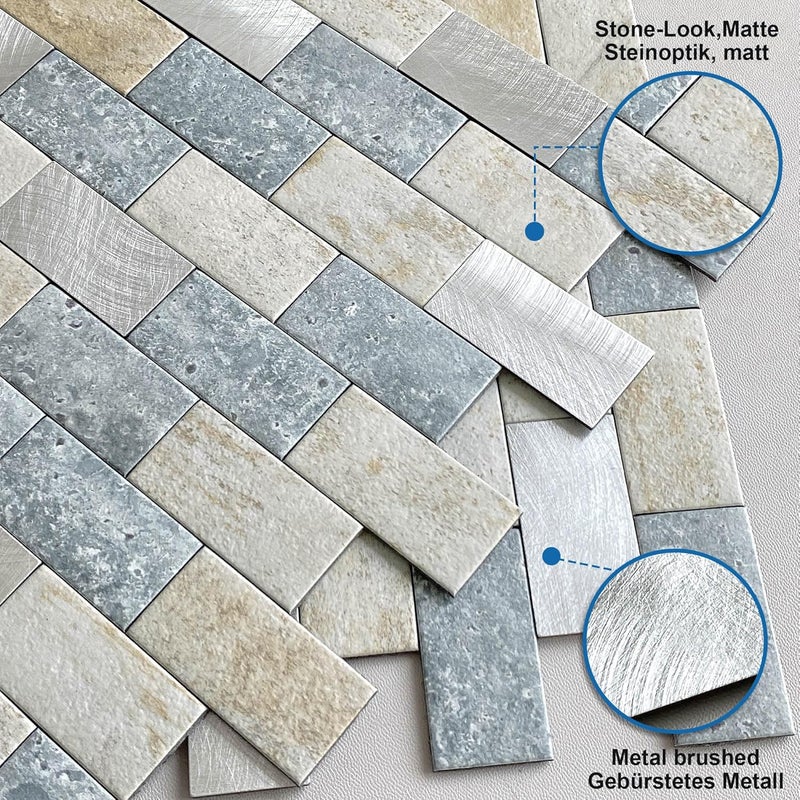 M MOFIT Peel and Stick Brick Backsplash for Kitchen,Back Splash for Bathrooms Walls Tiles Waterproof(10sheets,Blue Gray) - Image 2